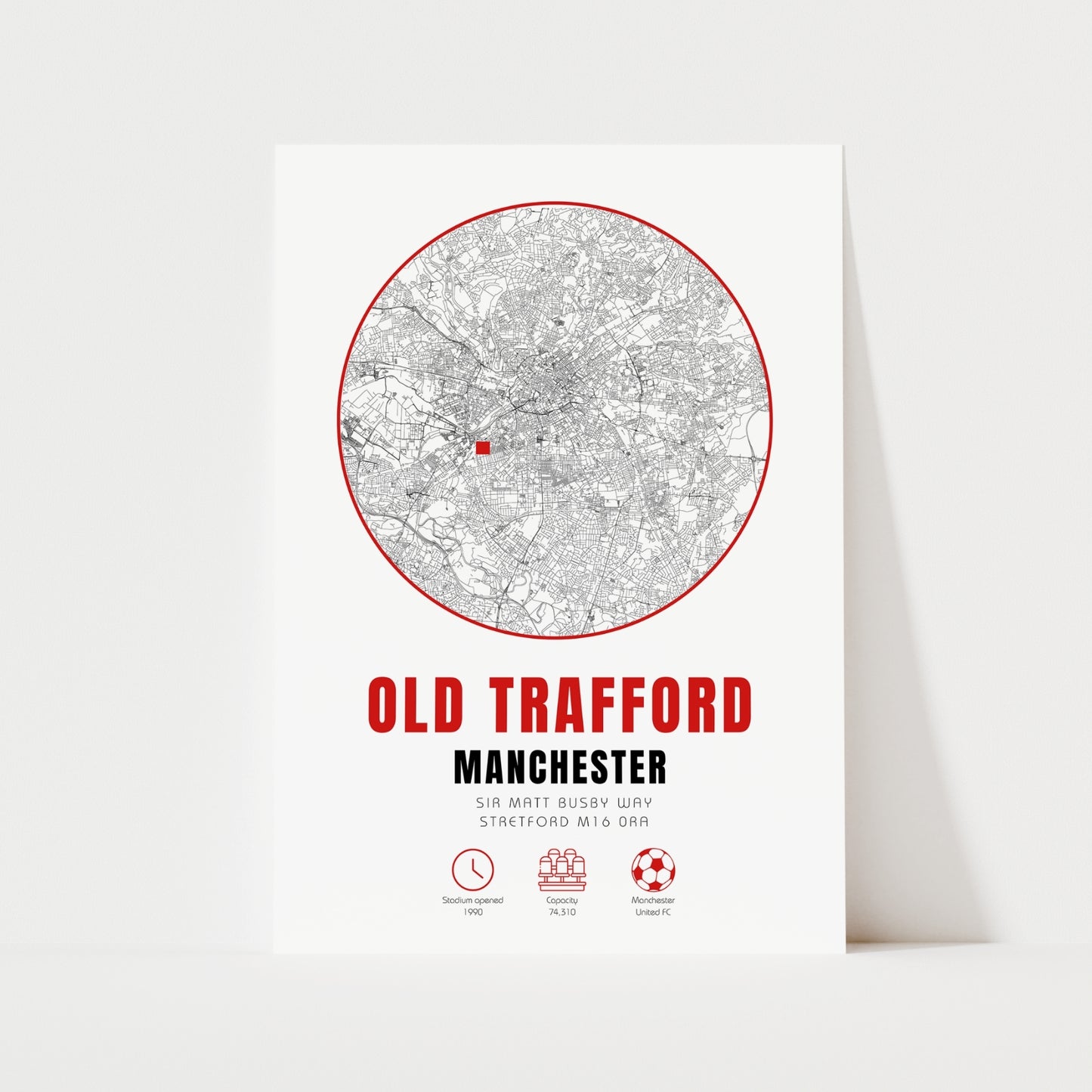 Old Trafford Stadium Map Print | Clearance