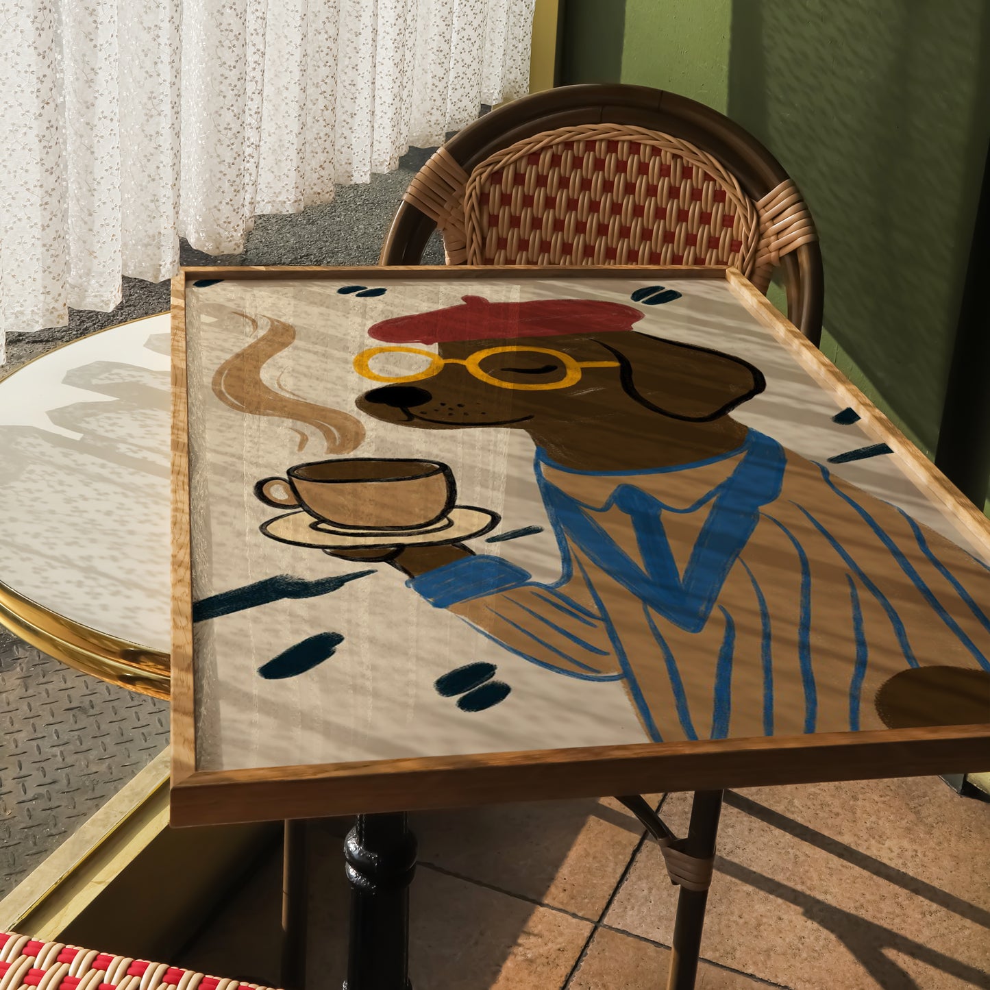 Dog Drinking Coffee Print | Funky