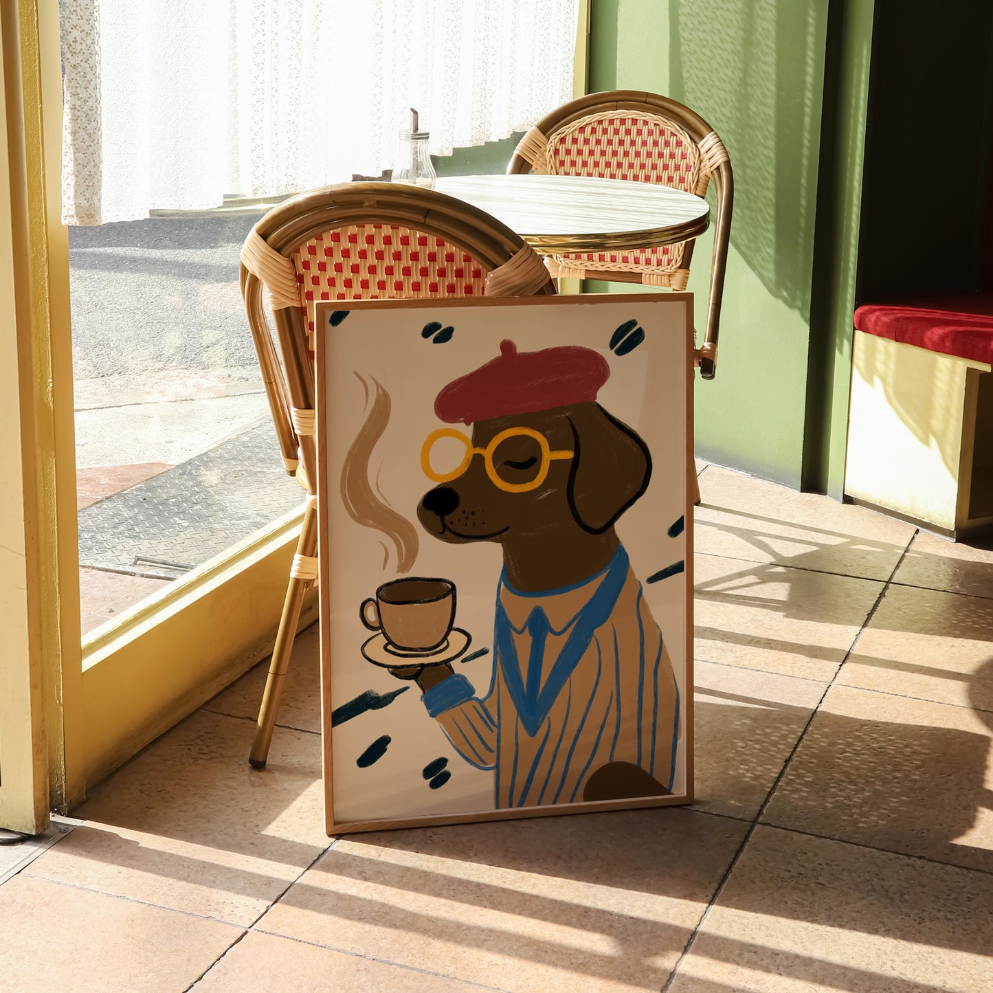 Dog Drinking Coffee Print | Funky