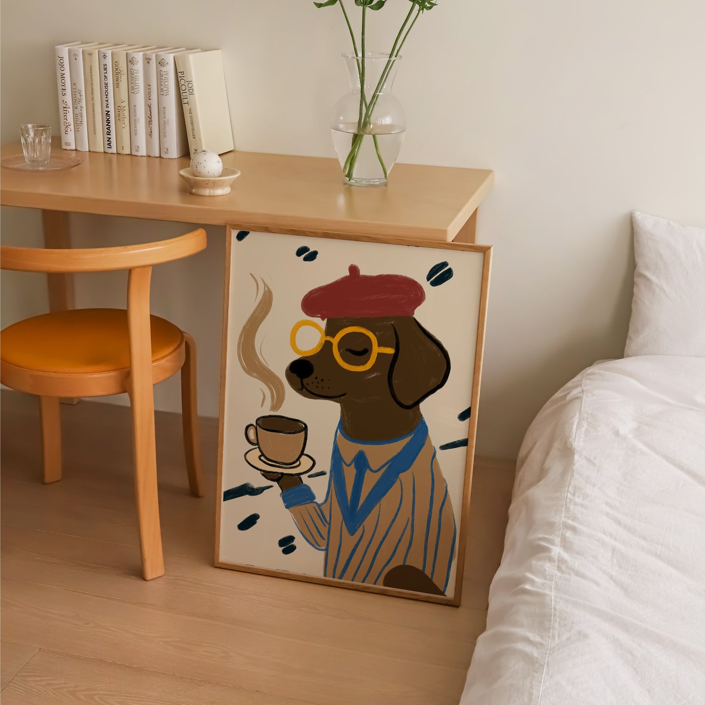 Dog Drinking Coffee Print | Funky