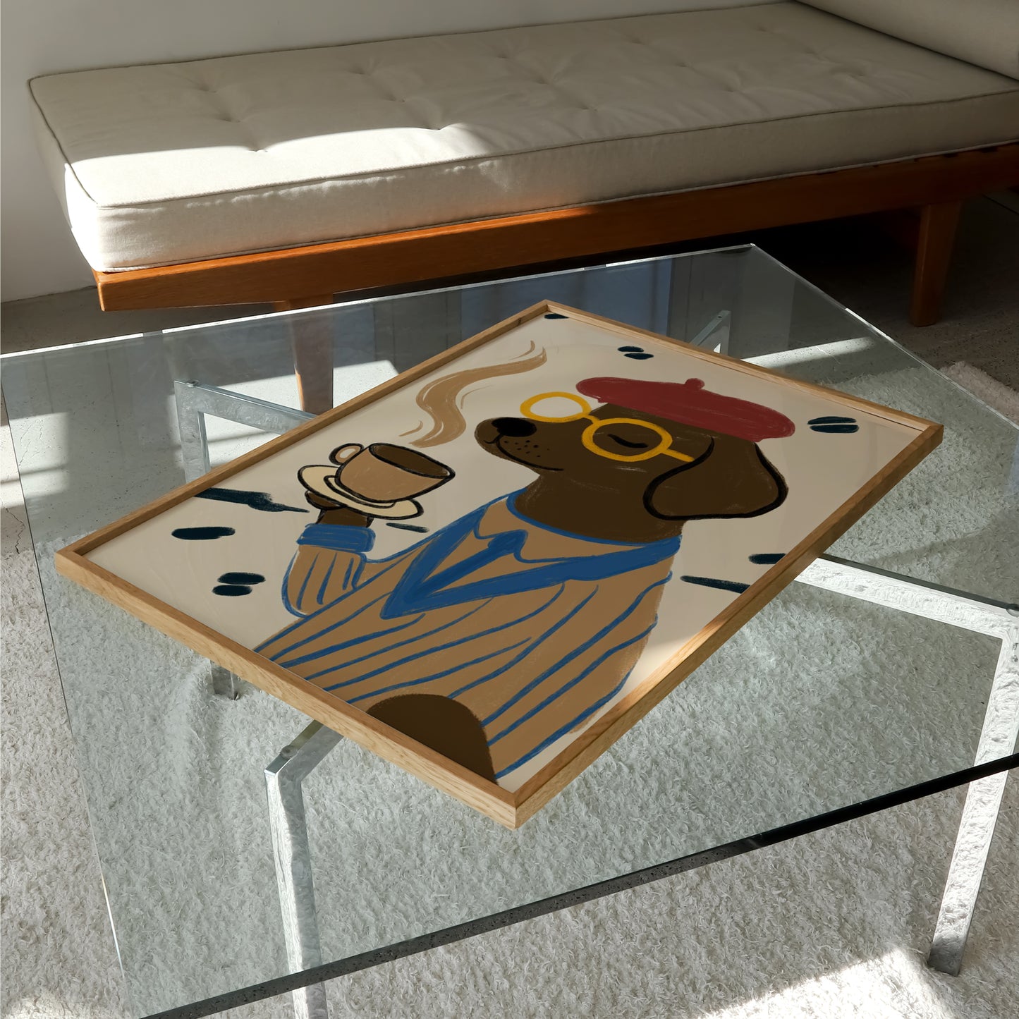 Dog Drinking Coffee Print | Funky