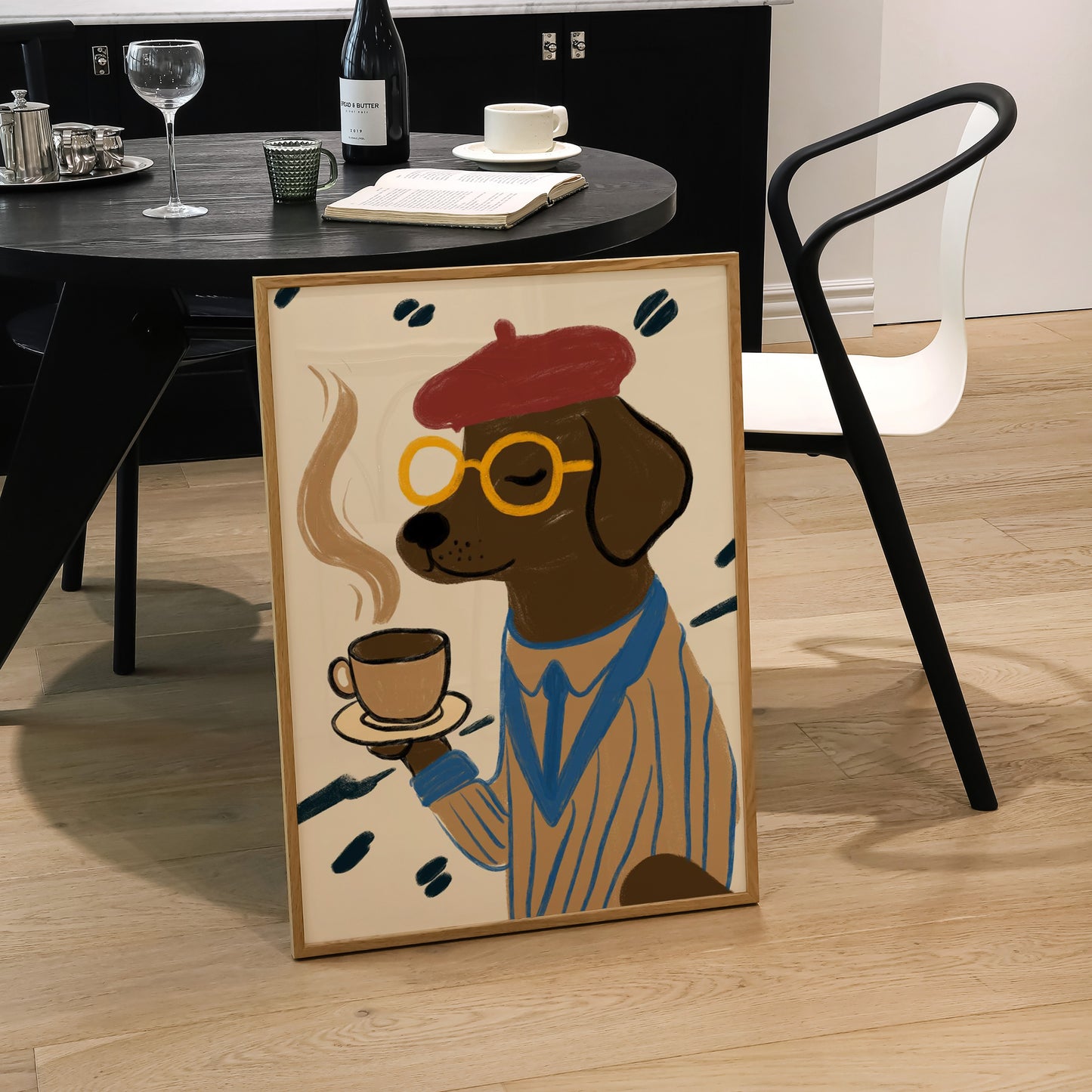 Dog Drinking Coffee Print | Funky