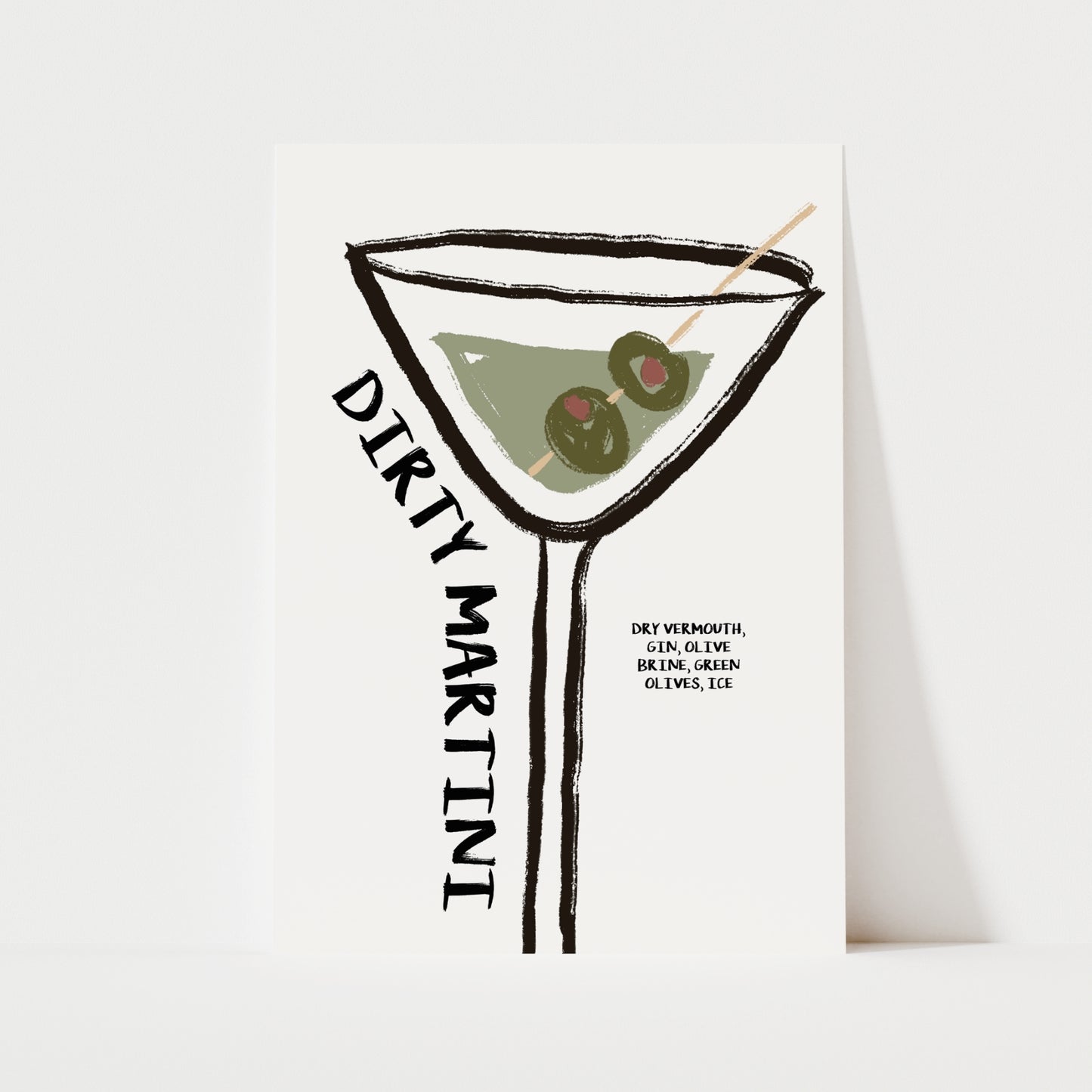 Dirty Martini Whimsical Print | Cocktails