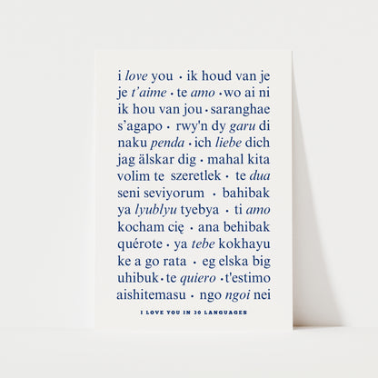 I Love You In 30 Languages Print | 5 Colours | Typography