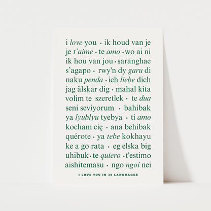 I Love You In 30 Languages Print | 5 Colours | Typography