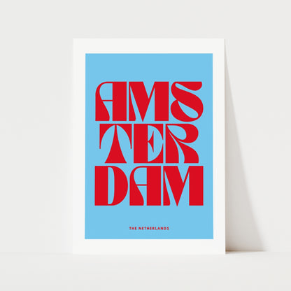 Amsterdam Typography Print | 4 Colours | Travel