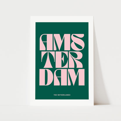 Amsterdam Typography Print | 4 Colours | Travel