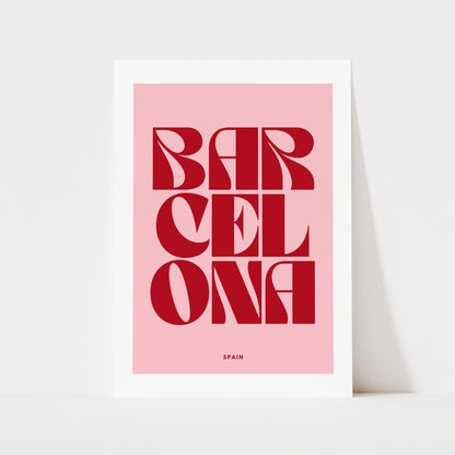 Barcelona Typography Print | 4 Colours | Travel