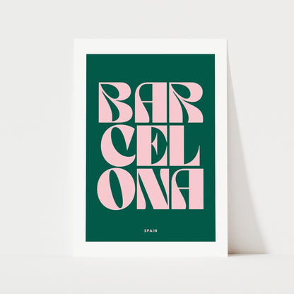 Barcelona Typography Print | 4 Colours | Travel