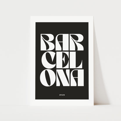 Barcelona Typography Print | 4 Colours | Travel
