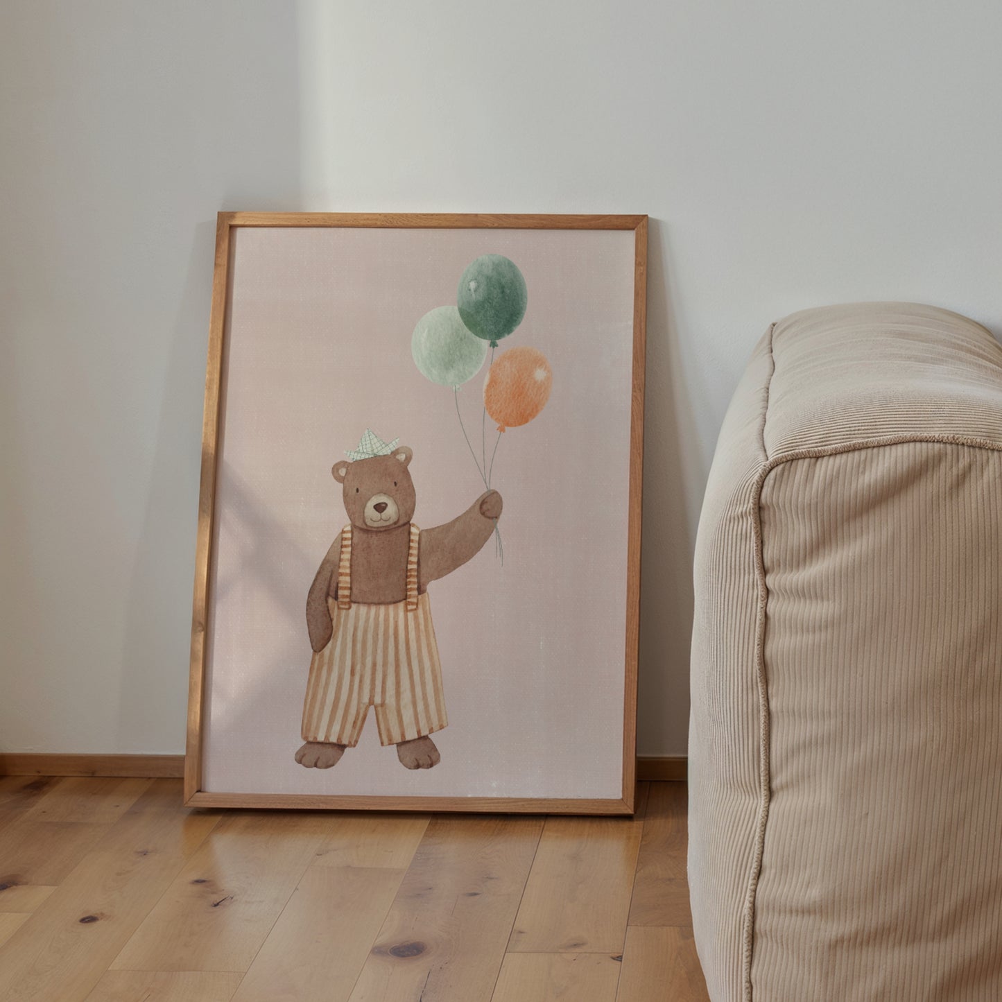 Bear With Balloons Print | 3 Colours | Nursery & Kids