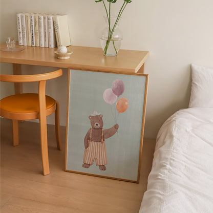 Bear With Balloons Print | 3 Colours | Nursery & Kids