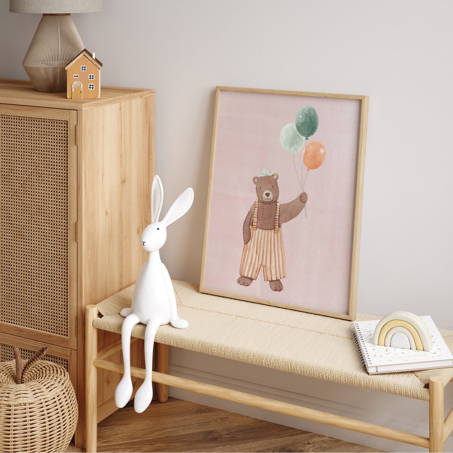 Bear With Balloons Print | 3 Colours | Nursery & Kids