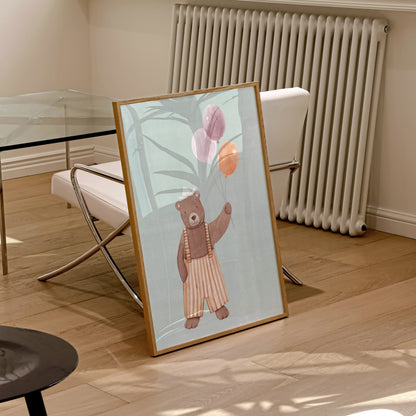 Bear With Balloons Print | 3 Colours | Nursery & Kids