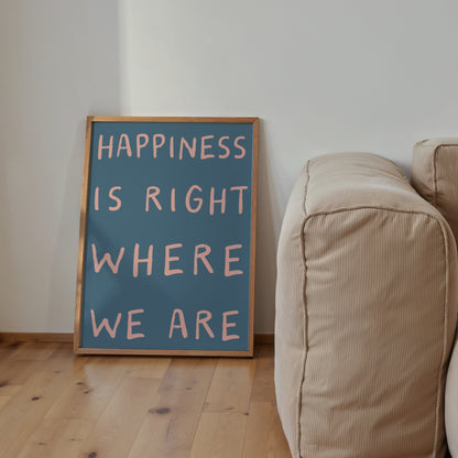Happiness Is Right Where We Are Print | 6 Colours | Typography