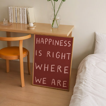 Happiness Is Right Where We Are Print | 6 Colours | Typography