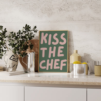 Kiss The Chef Print | 6 Colours | Kitchen
