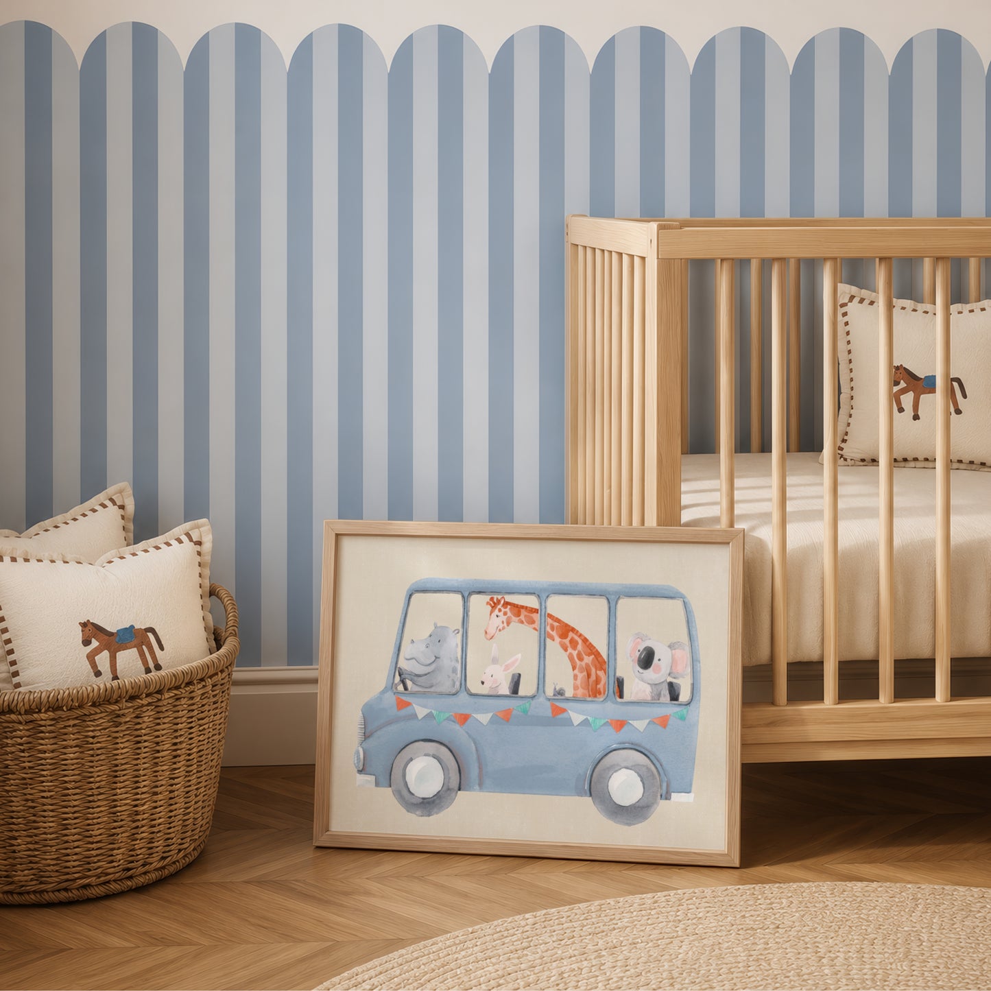 Animal School Bus Print | 4 Colours | Nursery & Kids