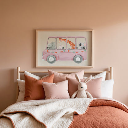 Animal School Bus Print | 4 Colours | Nursery & Kids