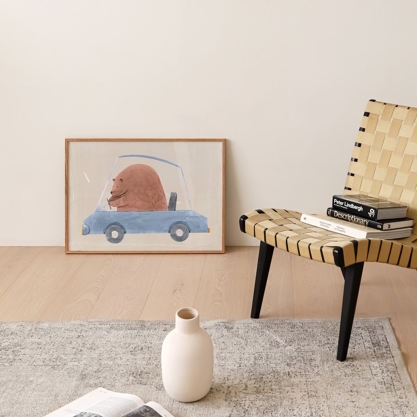 Bear Driving Car Print | 4 Colours | Nursery & Kids