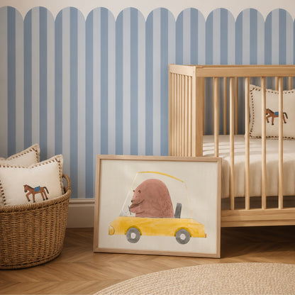 Bear Driving Car Print | 4 Colours | Nursery & Kids
