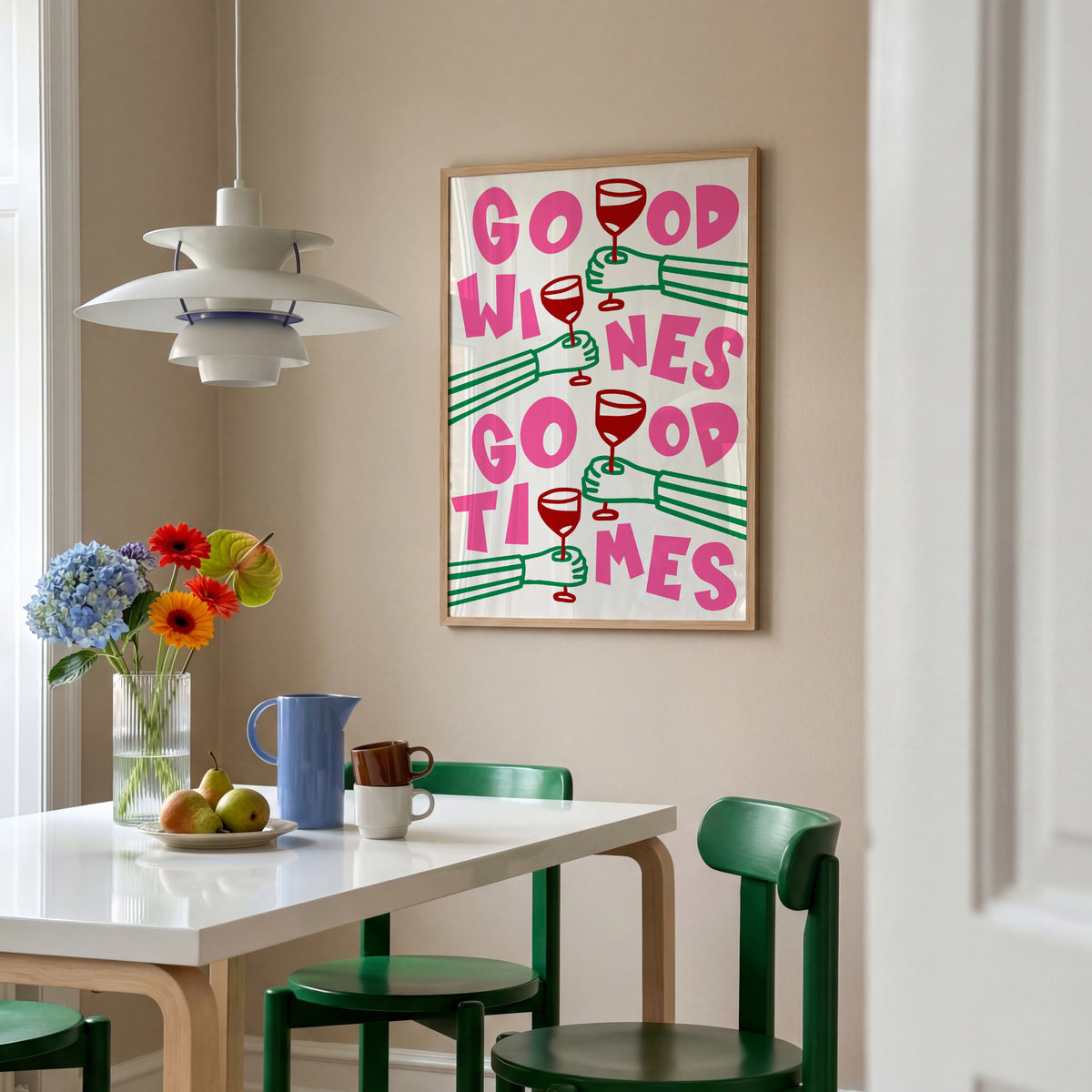 Good Wines Good Times Print | 4 Colours | Kitchen