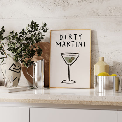 Dirty Martini Doodle Print | Cocktails