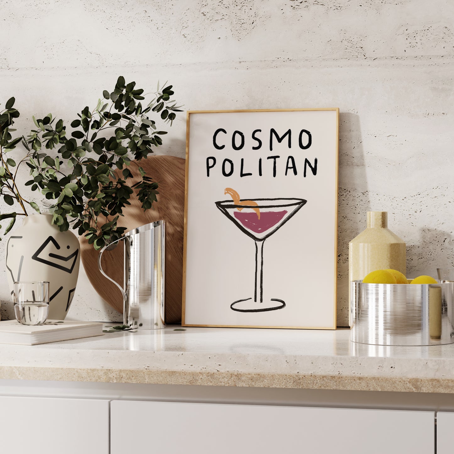Cosmopolitan Doodle Print | Cocktails