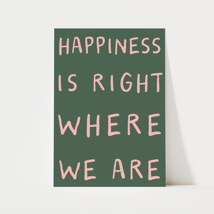 Happiness Is Right Where We Are Print | 6 Colours | Typography
