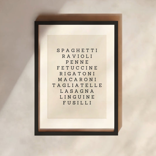 Types Of Pasta Print | Clearance