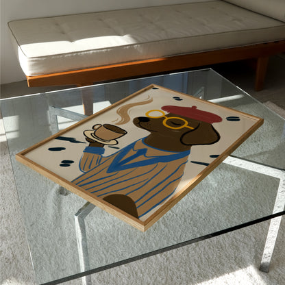 Dog Drinking Coffee Print | Funky