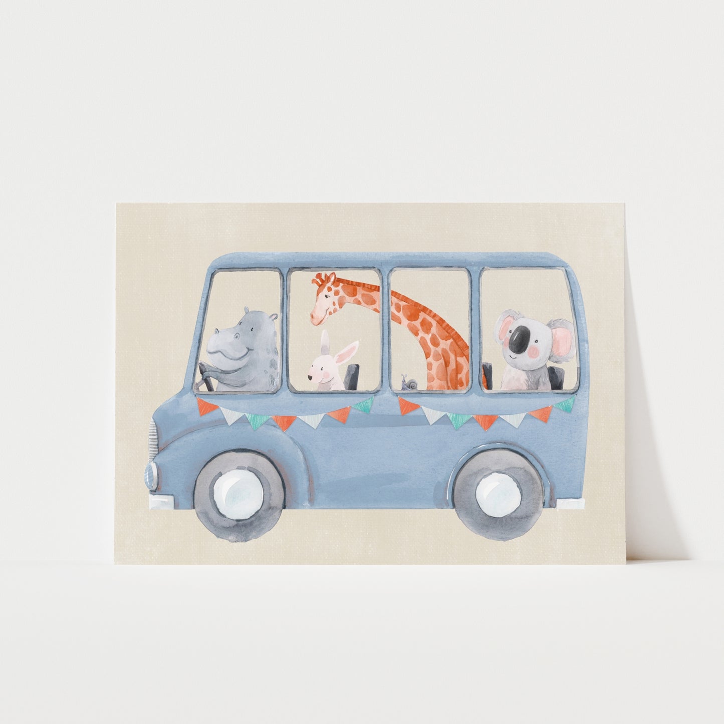 Animal School Bus Print | 4 Colours | Nursery & Kids