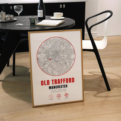 Old Trafford Stadium Map Print | Clearance