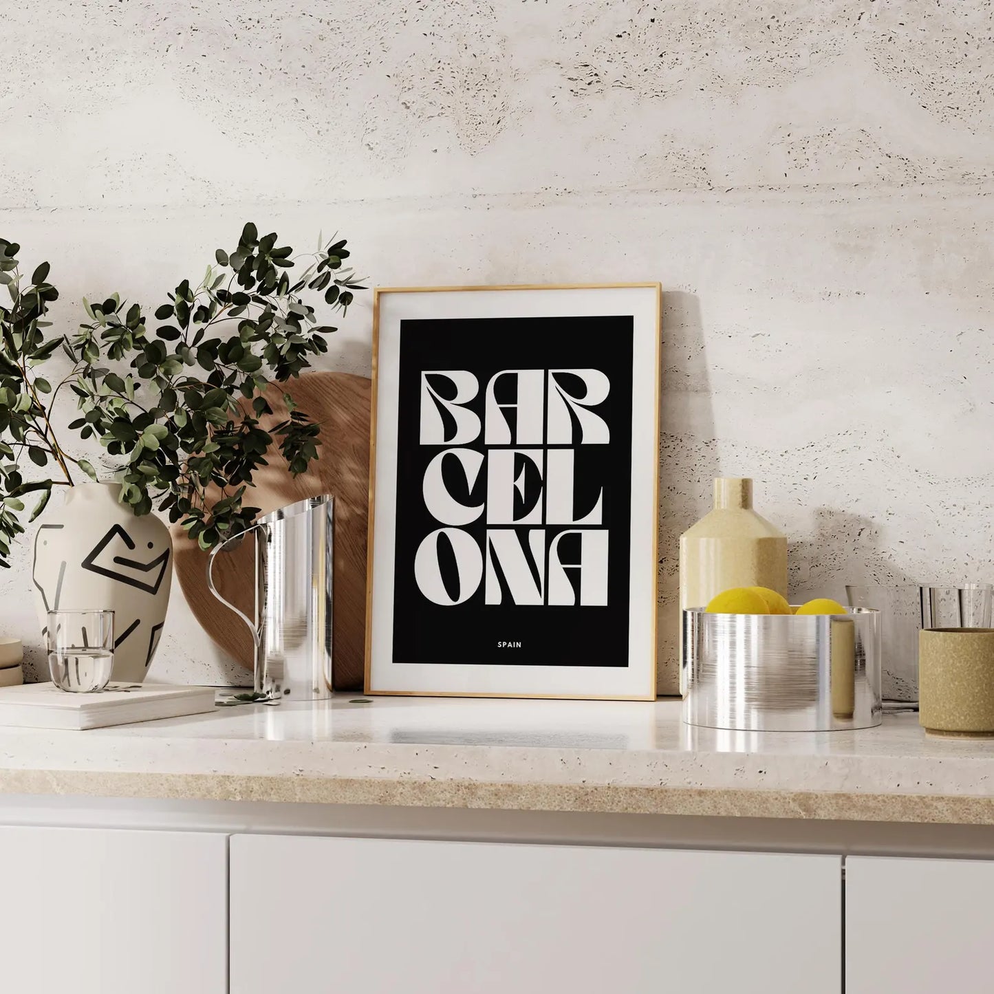 Barcelona Typography Print | 4 Colours | Travel