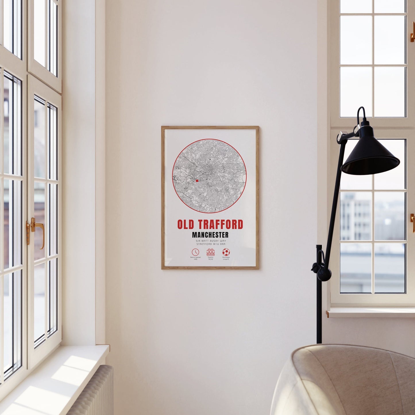 Old Trafford Stadium Map Print | Clearance