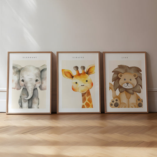 Zoo Animals Print | Set of 3 | Nursery & Kids