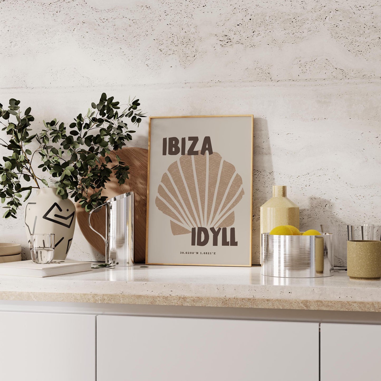 Ibiza Idyll Neutral Brown Print | Travel