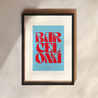 Barcelona Typography Print | 4 Colours | Travel